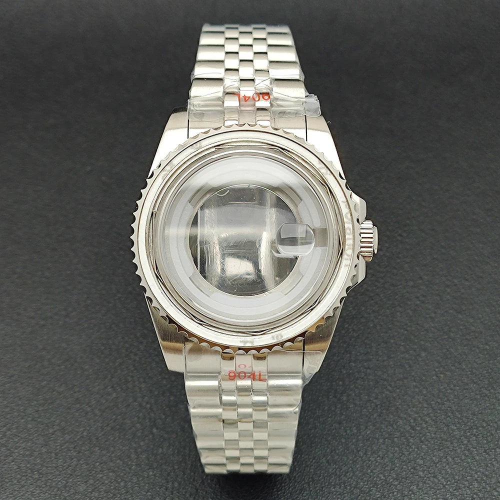 34MM NH05 時計ケース ベゼルインサートリング サファイアガラス ステンレススチール ねじ込み式クラウン レディース 時計ケース NH05 NH06 ムーブメントに適合