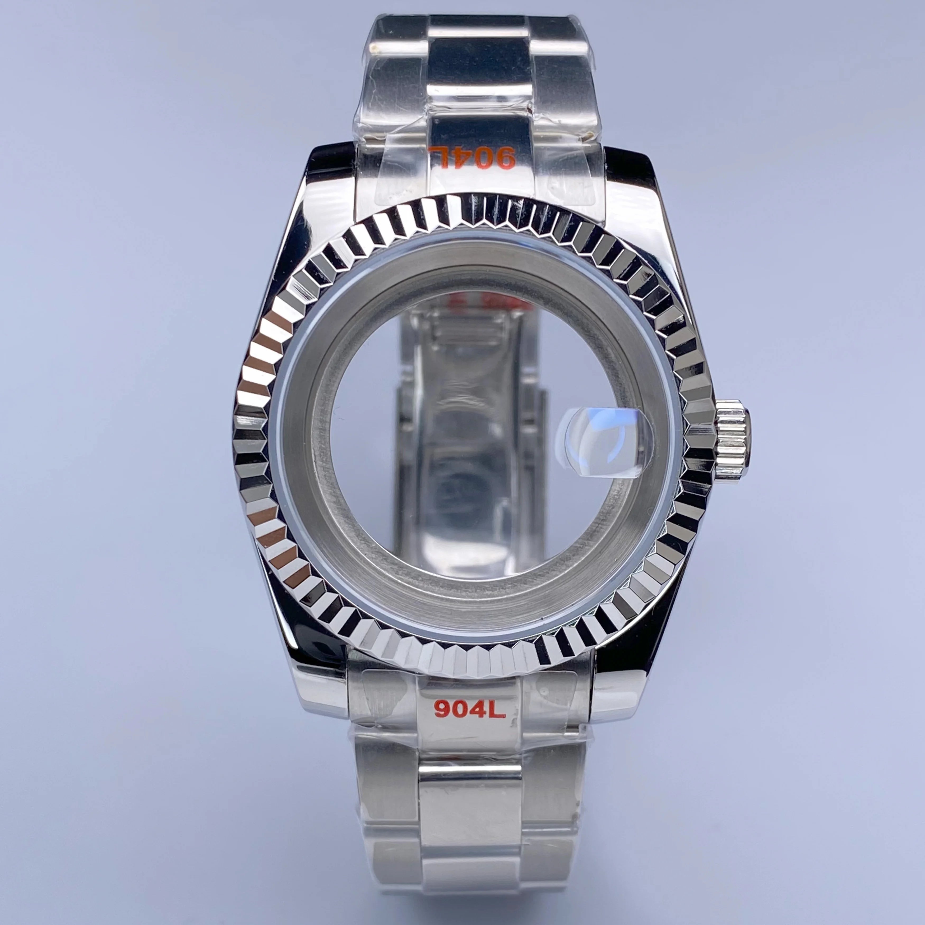 Fluted NH35 watch case Oyster 36/39mm High Quality Sliver Stainless Steel Sapphire Glass fit NH34 NH35 NH36 Movement Accessories Watch case