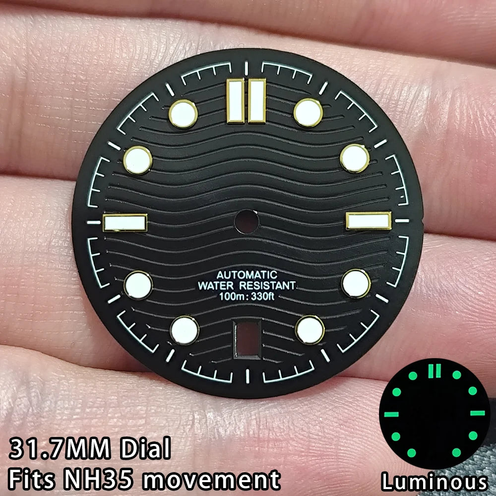 Seamaster NH35 Watch Dial 31.7MM Date At 6 o'clock Watch Dial 31.7MM Dial Accessories 31.7MM Wave Dial 31.7MM Watch Dial Plate