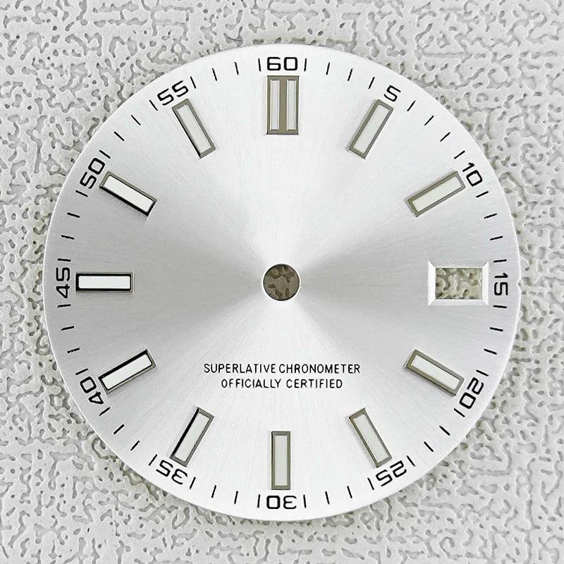 28.5mm double bar date window Watch Dial With Watch Hands Date Just Luminous Sunray Fit NH35 NH36 Watch Faces Automatic Movement