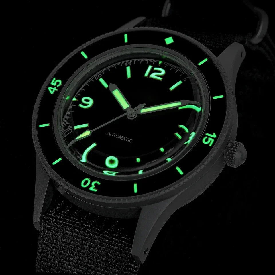 Titanium Fifty Fathoms Mod 40mm Double Domed Sapphire Miyota 8215 Automatic 20ATM Green Luminous Ceramic Bezel