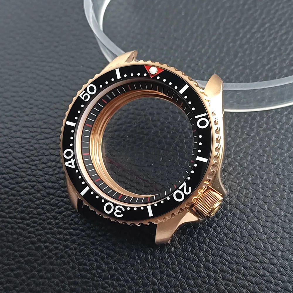 Gold Skx007 Case Mod For NH35 42mm 316 Rose Gold Steel Case Fit NH35 NH36 Movement/Dial Case Plane Sapphire Glass 22mm Strap Watch Box