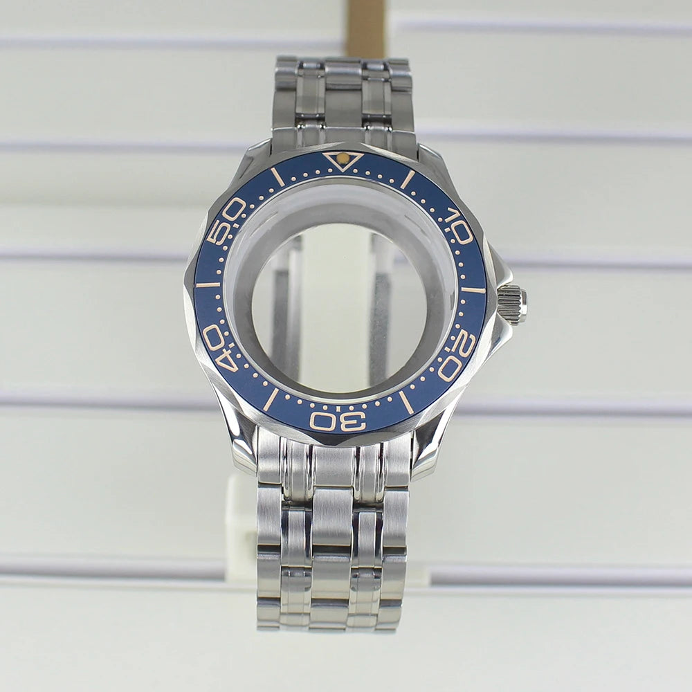 41mm Seamaster Watch Case 316 Stainless Steel 100M Waterproof for NH35 NH36 NH38 Movements 31mm Dial Watch Accessories