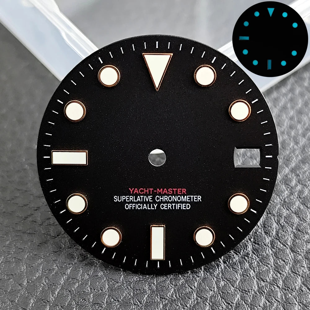 28.5mm blue lume NH35 NH34 Dial Single Calendar Submariner style with Hands Watches accessory