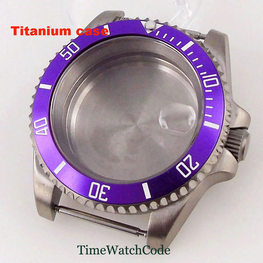Titanium Watch Case 40mm Sub Diver  200m Waterproof Fit for NH35 NH36 ETA2824 PT5000 Antiallergry Sapphire Crystal Screw-in Crown