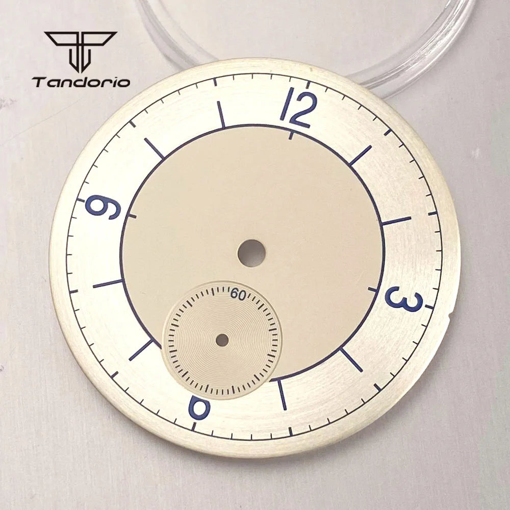 31mm dial set for ST1701 Dial+Blue Hands Set Sterile Retro watch Face 6 o'clock Sub Second Silver/Beige
