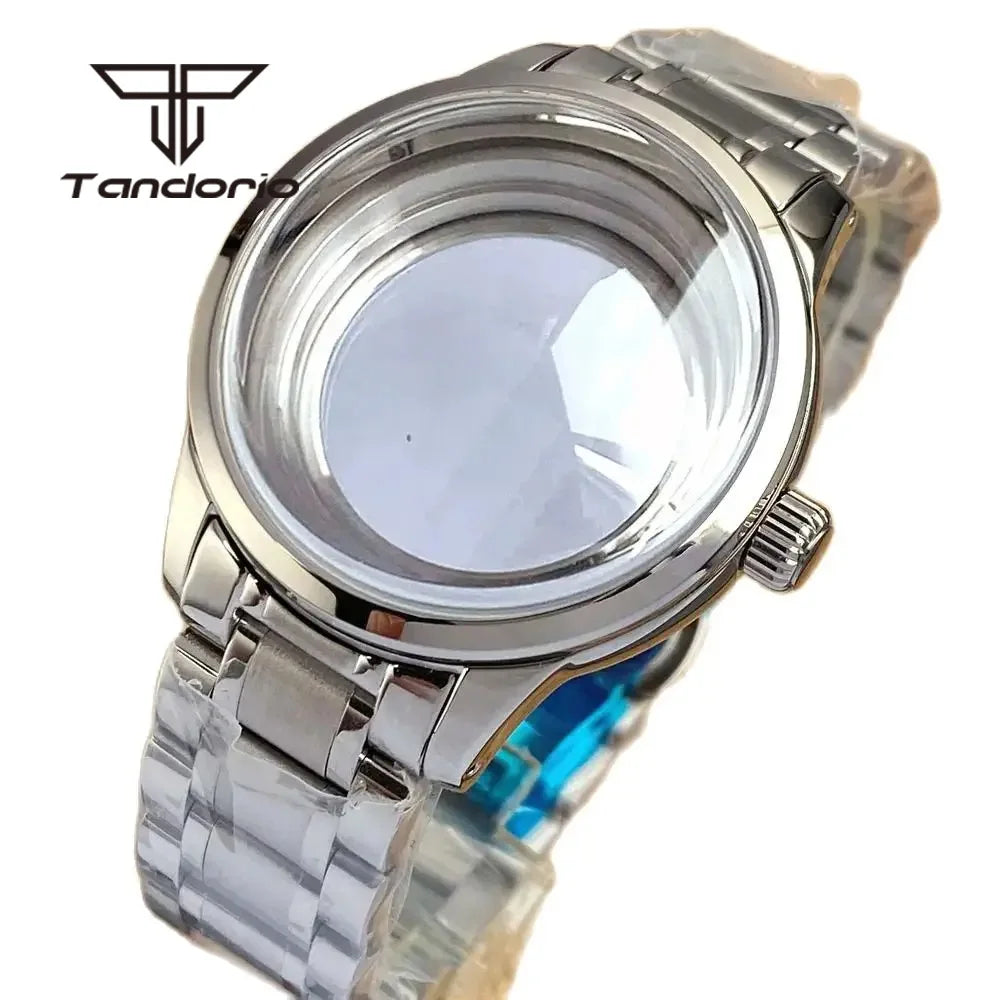 Tandorio Cocktail Mod Watch Case Domed Sapphire 40mm NH35 Automatic +33.5mm Dial Set Glass Back GS Style Accessary