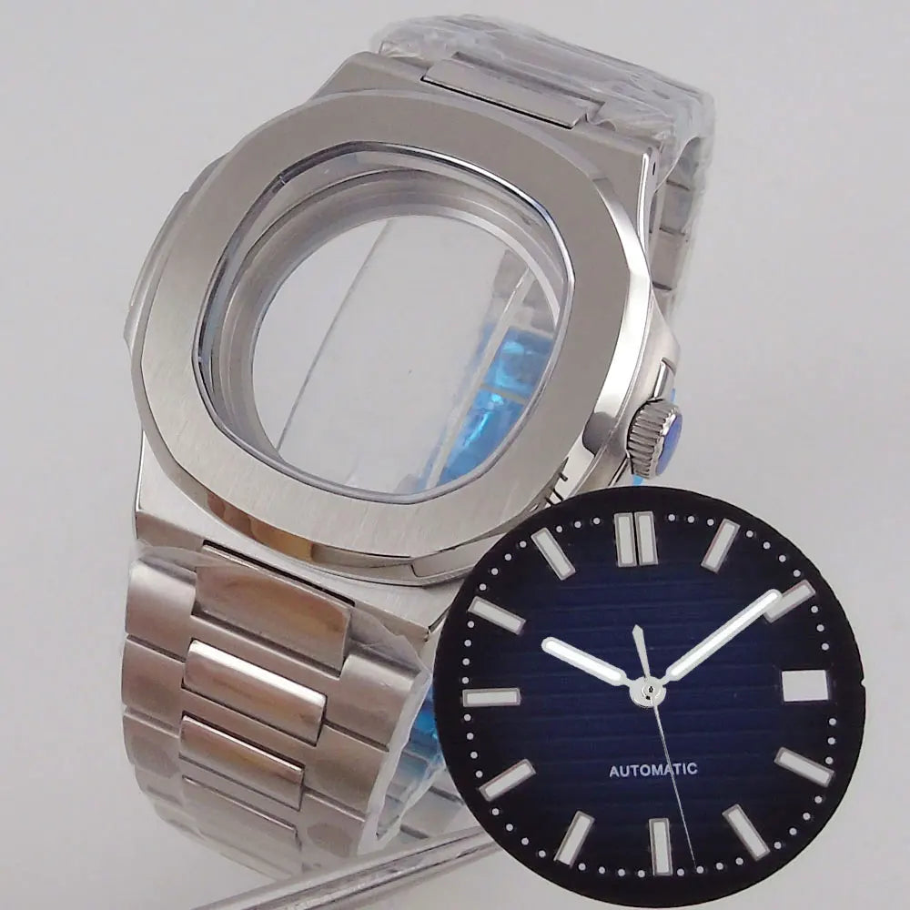 Square Watch Case fit for Philippe Nautilus 40mm Japan NH35A NH34 NH70 Movement Sapphire Glass Watch Parts