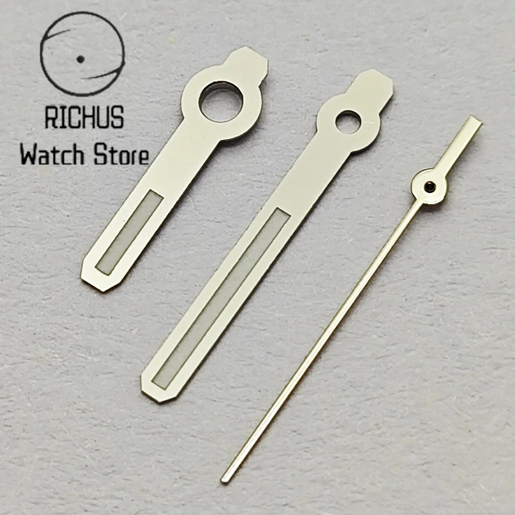 wide Silver Watch Hands Green Luminous Hands Fit NH35 NH36 NH38 NH70 NH72 Movement