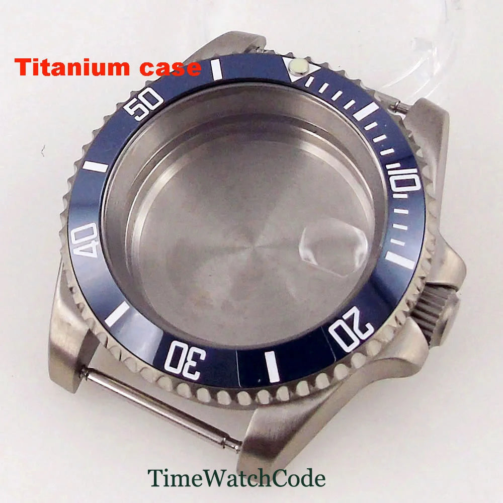 Titanium Watch Case 40mm Sub Diver  200m Waterproof Fit for NH35 NH36 ETA2824 PT5000 Antiallergry Sapphire Crystal Screw-in Crown
