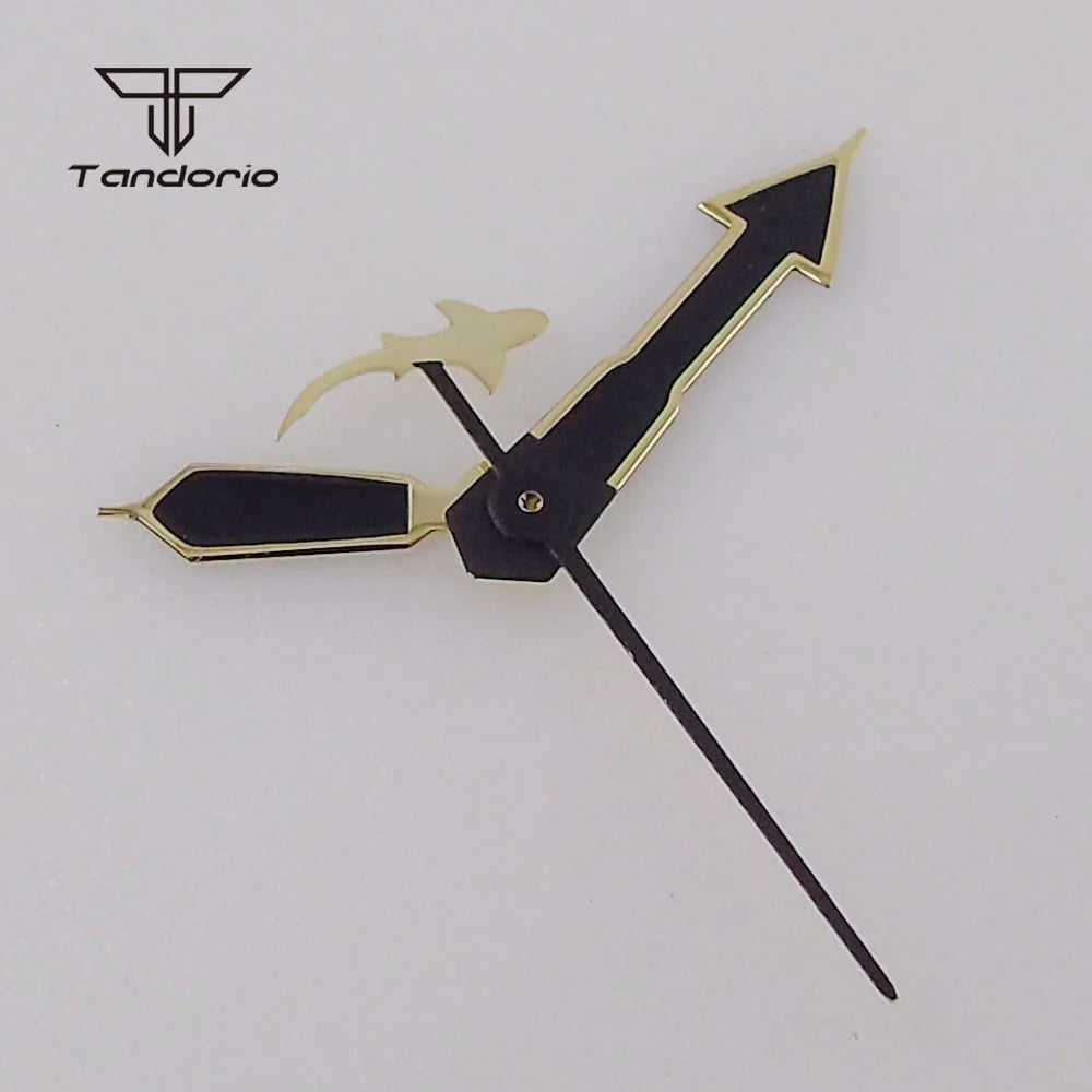 NH36 Watch Dial 29mm Day Date Black Dragon Pattern+ Shark Hands Set for Skx Mod Parts