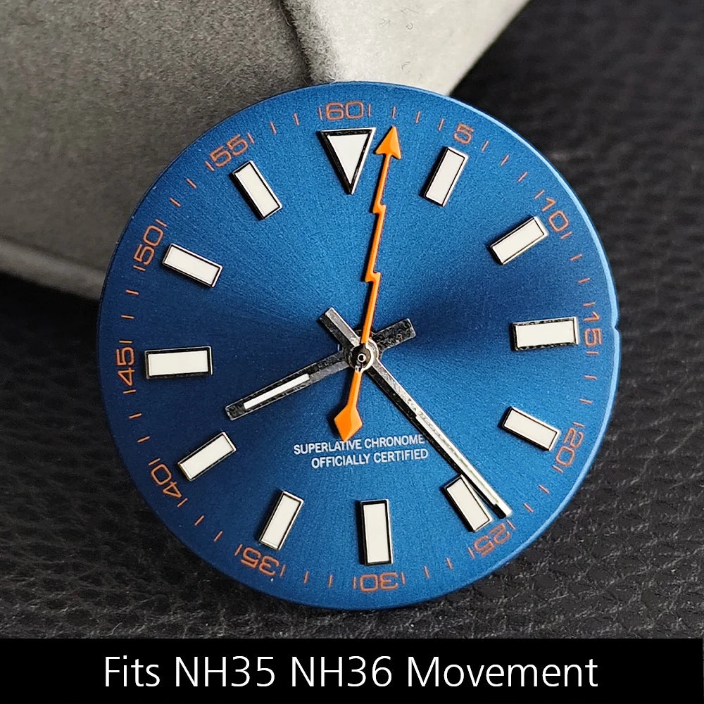 28.5MM Watch Dial Luminous Dial Fit NH35/M8215/E2824 Movement Accessories Watch Parts Watch For man Sterile Dial NH35 Hands