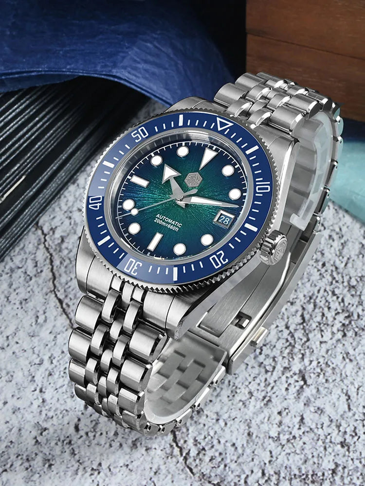 San Martin Diver SN0148G 40mm  Miyota 9015 Automatic Enamel Sunburst Dial 20bar  Ar Sapphire BGW9 Lume