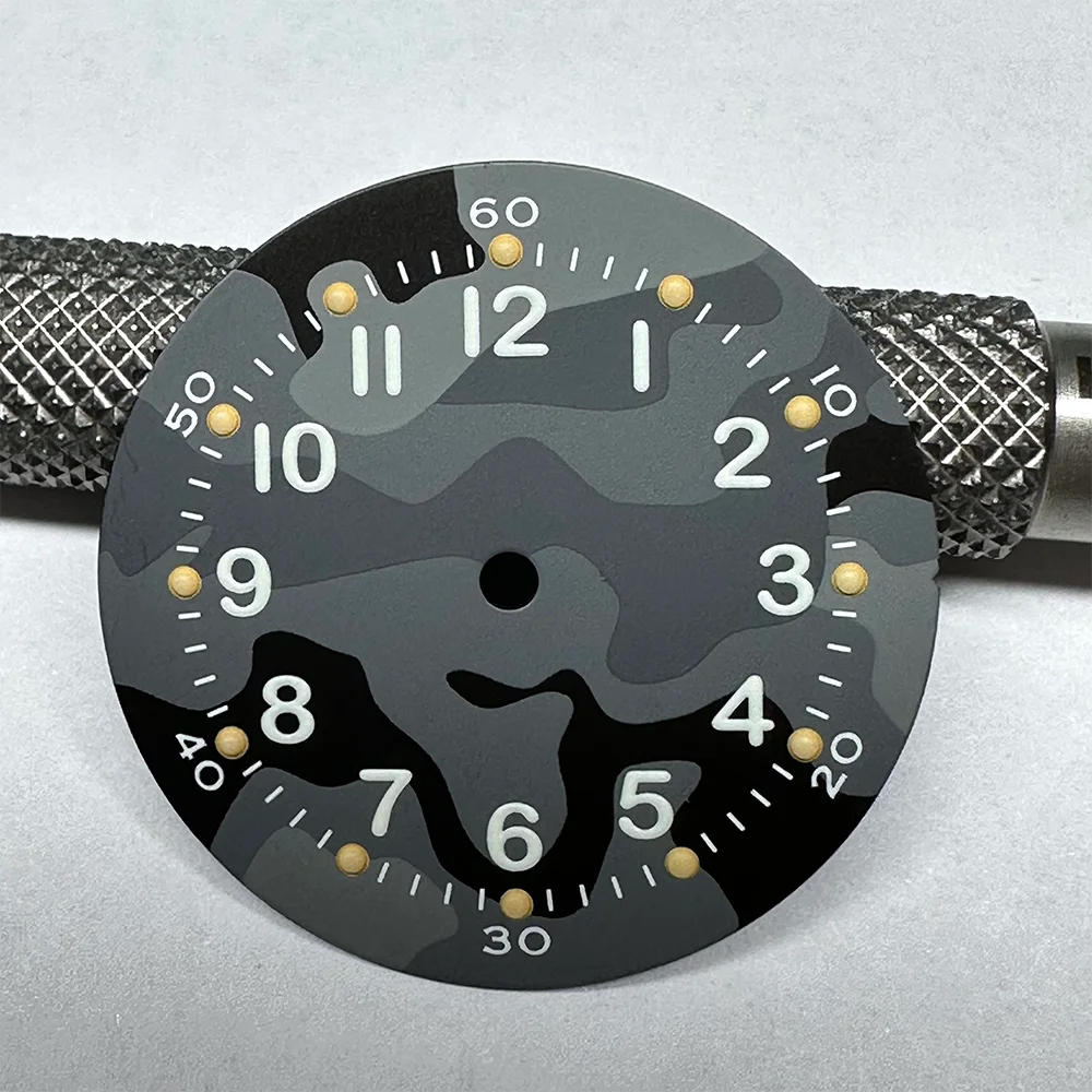 Camoflage watch dial NH35 military green Dial 28.5mm Universal Modified Military Retro C3 Luminous Dial For Wristwatches Men