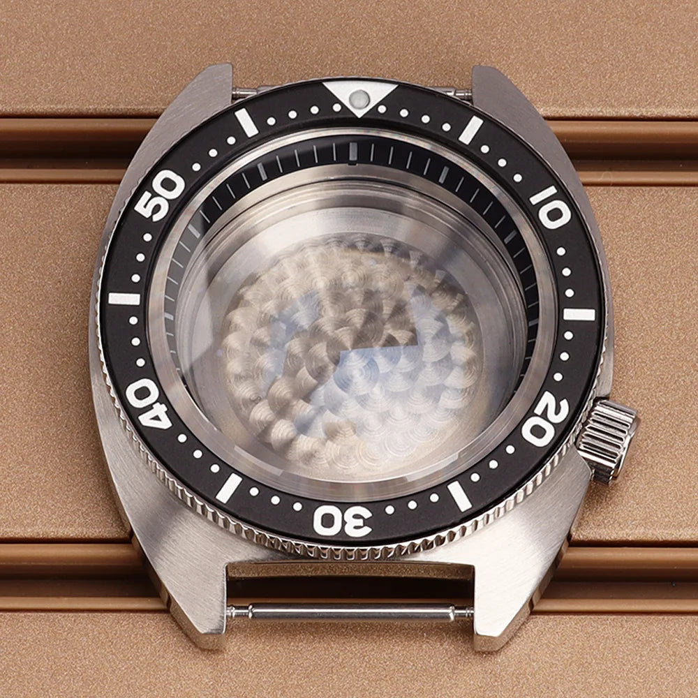 41mm Mod Turtle Watch Case Sapphire Glass Waterproof For Abalone/tuna mouth Captain Willard TMI NH35 NH36 NH38 4R Movement Stainless Steel Watch Accessories
