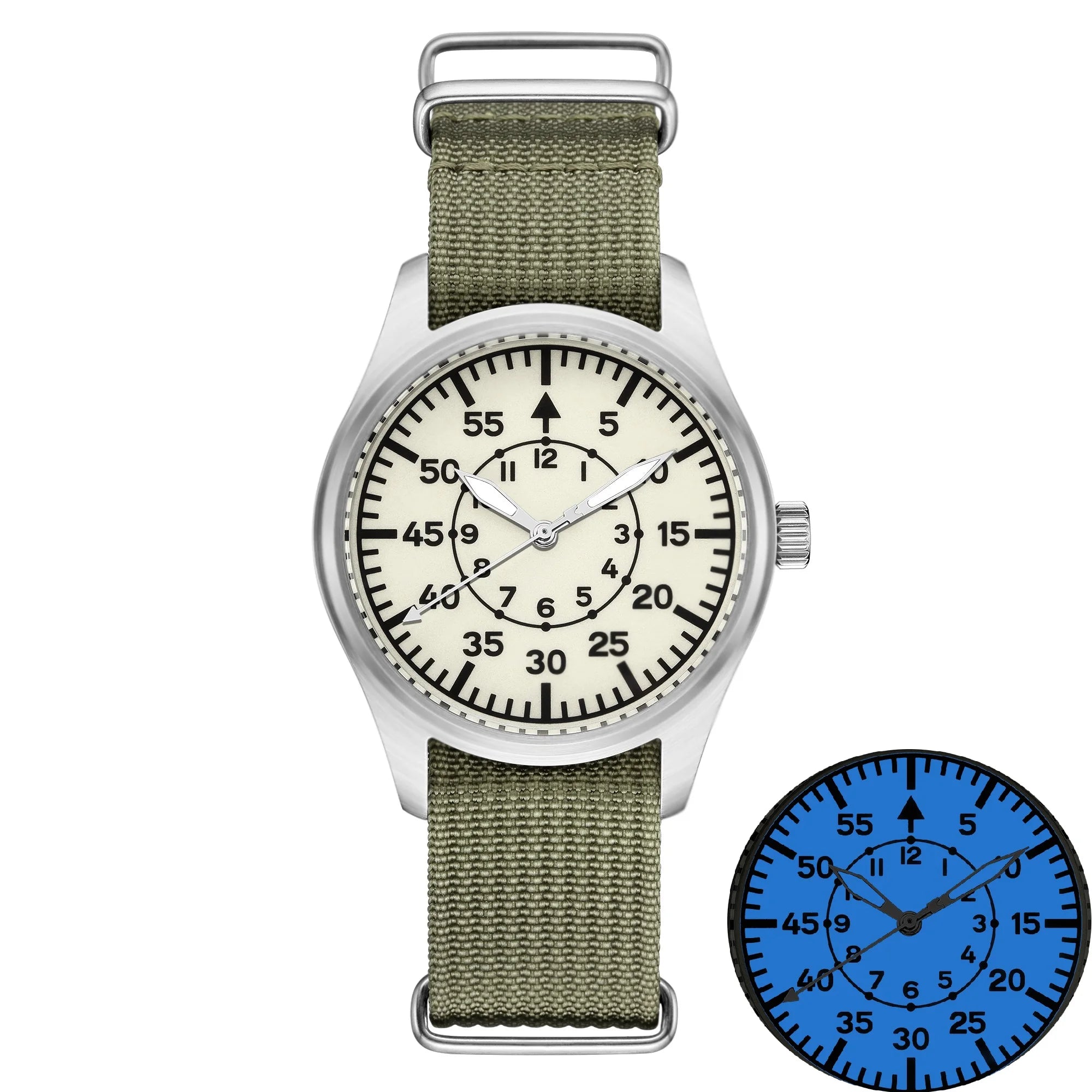 Quartz Pilot Watch 40mm Vh31 Beat Quartz Sapphire 5Bar 316L Stainless Steel vintage Field watch