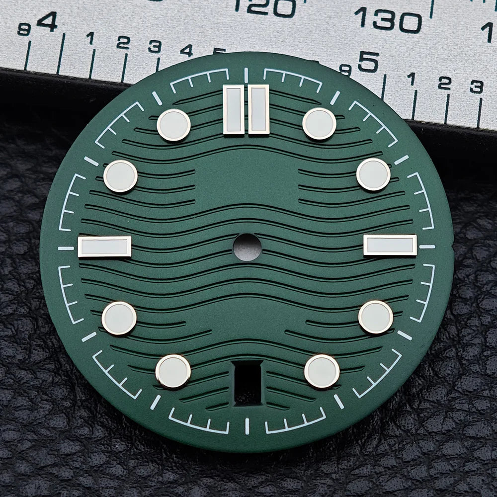 31.7mm seamaster Watch Dial For 300 Series NH35 NH36 Movement 6 O‘clock Date C3 Green Luminous Mechanical Watch Parts