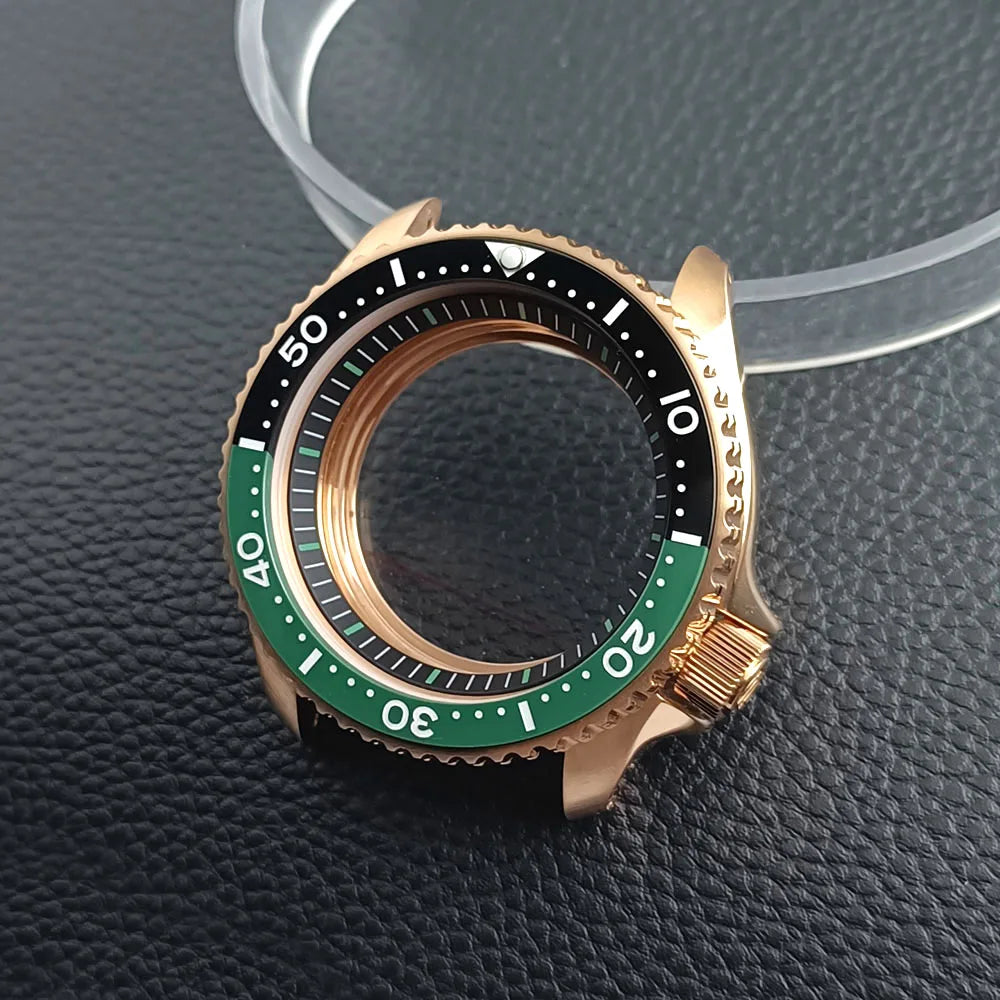 Gold Skx007 Case Mod For NH35 42mm 316 Rose Gold Steel Case Fit NH35 NH36 Movement/Dial Case Plane Sapphire Glass 22mm Strap Watch Box