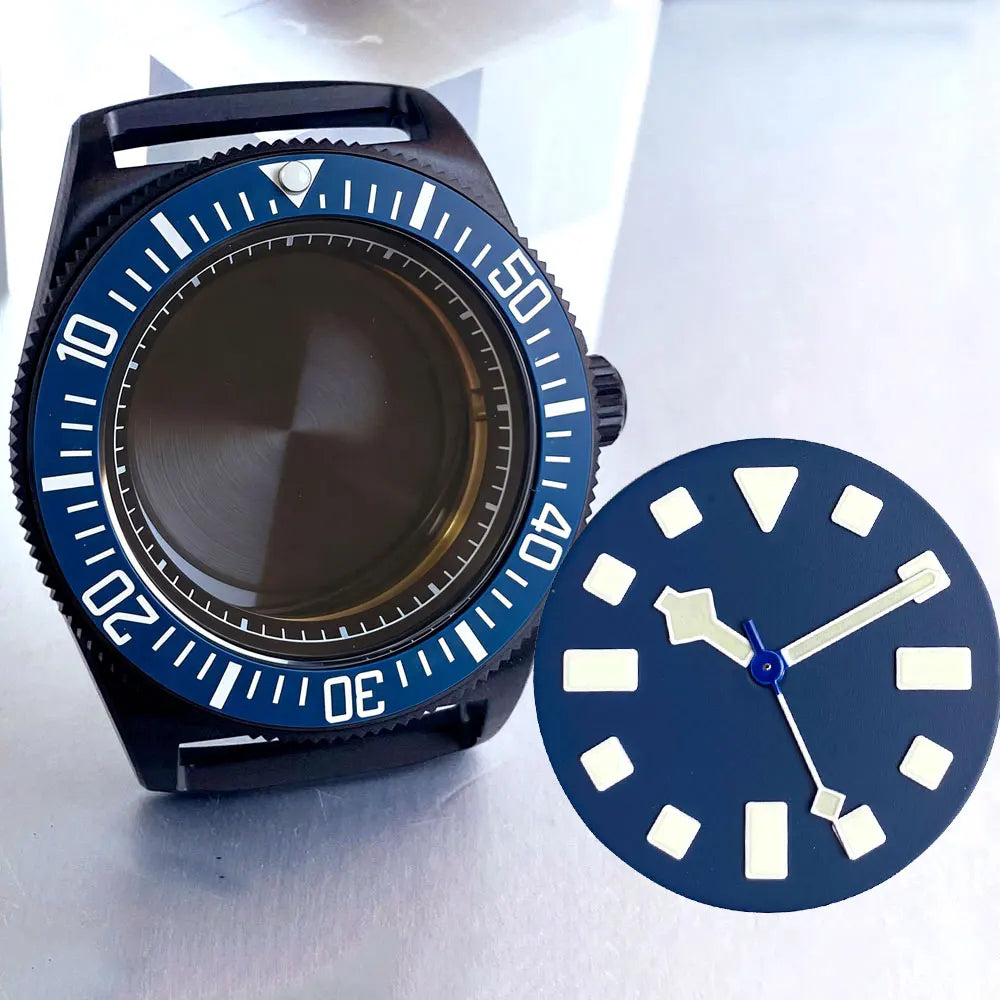 42mm Black PVD FXD Watch Case Sapphire Glass Fit NH35 NH36 NH38 ETA2824 PT5000 ST2130 20Bar