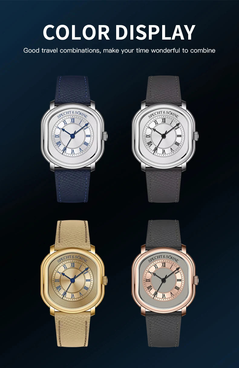 Fashion Watch square Specht & Söhne 35MM Women Men's Watches Top brand Luxury Vintage Watch For Men Japan VH31 Movt Sapphire Crystal Waterproof