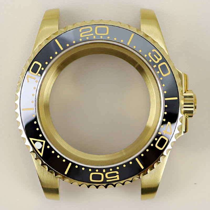 40MM PVD Gold Submariner Watch Case GMT Yacht Master Polish Strap Sapphire Glass For NH35 NH36 NH34 NH38 Miyota 8215 Eta 2824 GMT SUB Yacht 20ATM waterproof