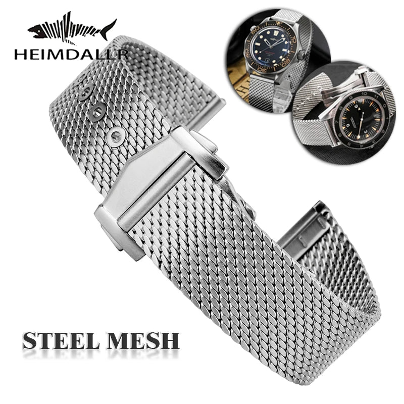 Mesh Strap for NTTD Sea Ghost Master Watch Strap Stainless Steel Flat-end Universal 20mm Bracelet Steel Watchband Heimdallr