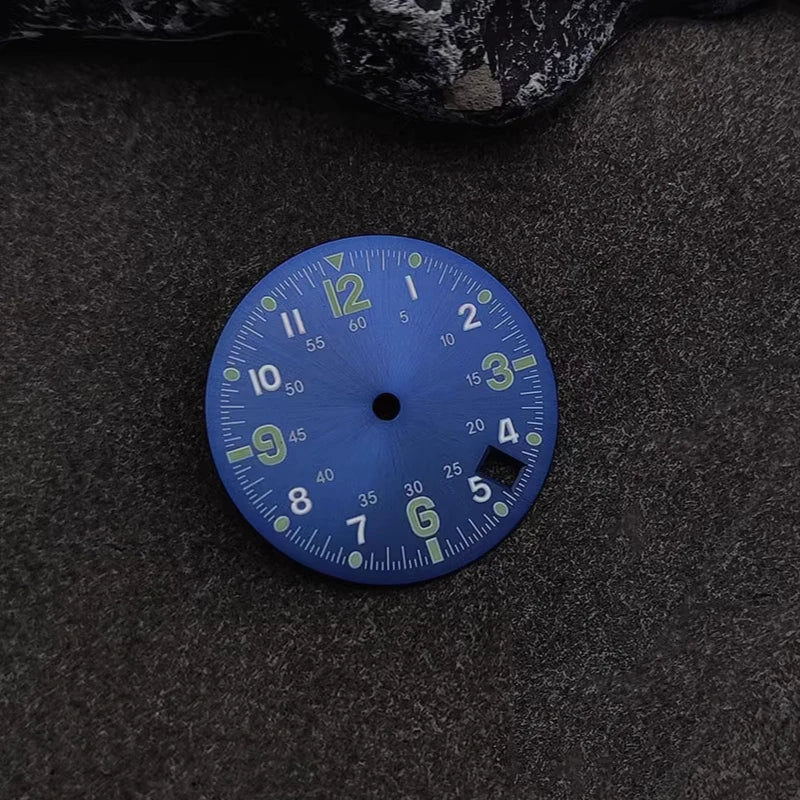 28.5MM Double Digital Circle Watch Dial Hands Green Luminous Faces Men's Watches Modification for TMI NH35