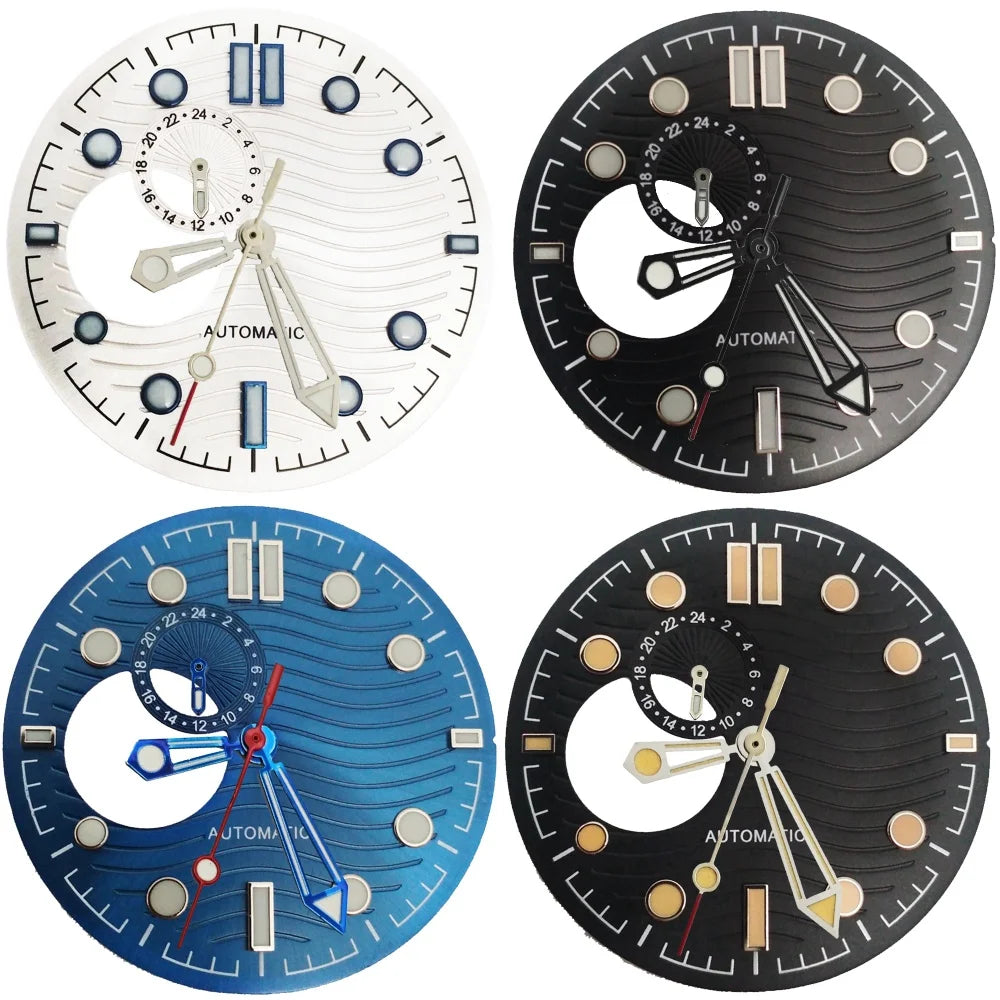 NH39 Watch Dials 31mm Subsecond dial Hands Green Luminous Watch Accessories Parts