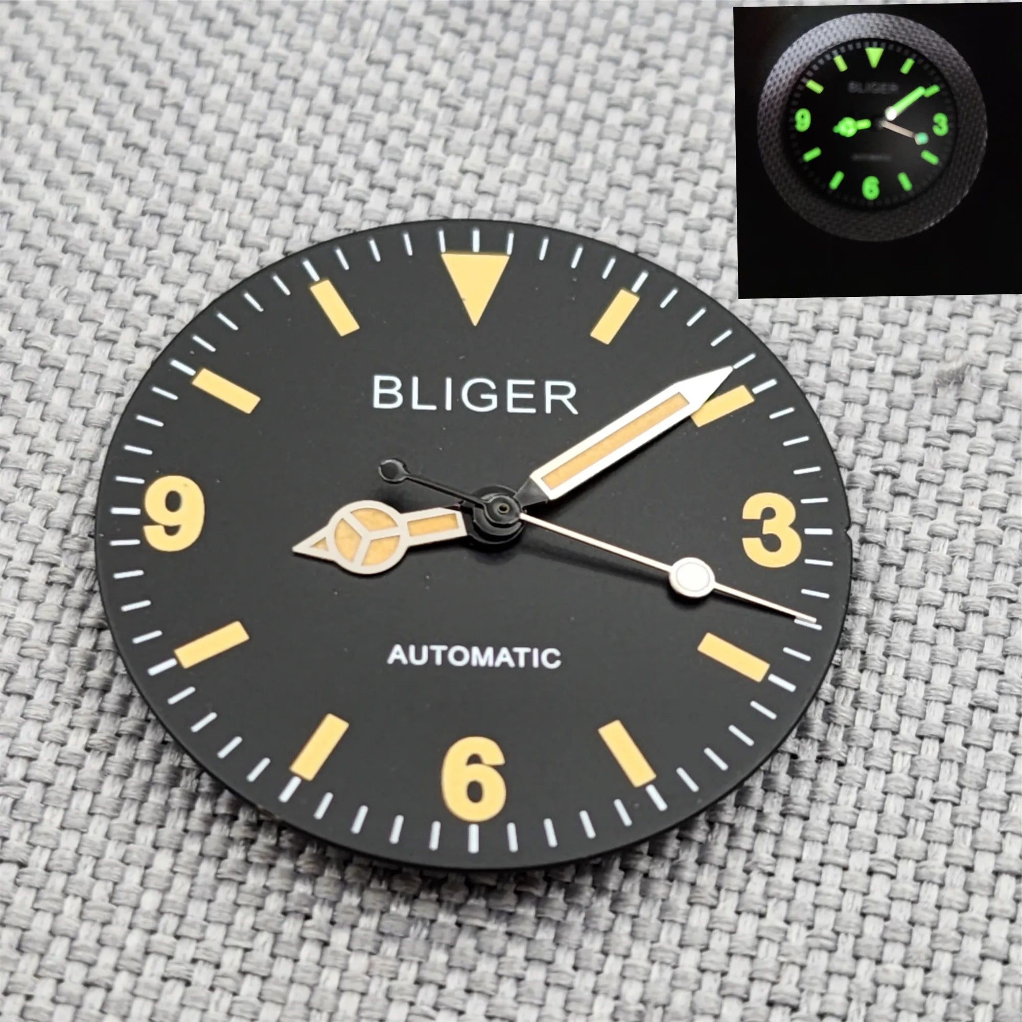 29mm Retro Explorer Dial 369 Luminous Dial 369 yellow marker Suitable For Eta2824 2836 Miyota82 Series Mingzhu Dg2813 Nh35 Nh36 Automatic Movement