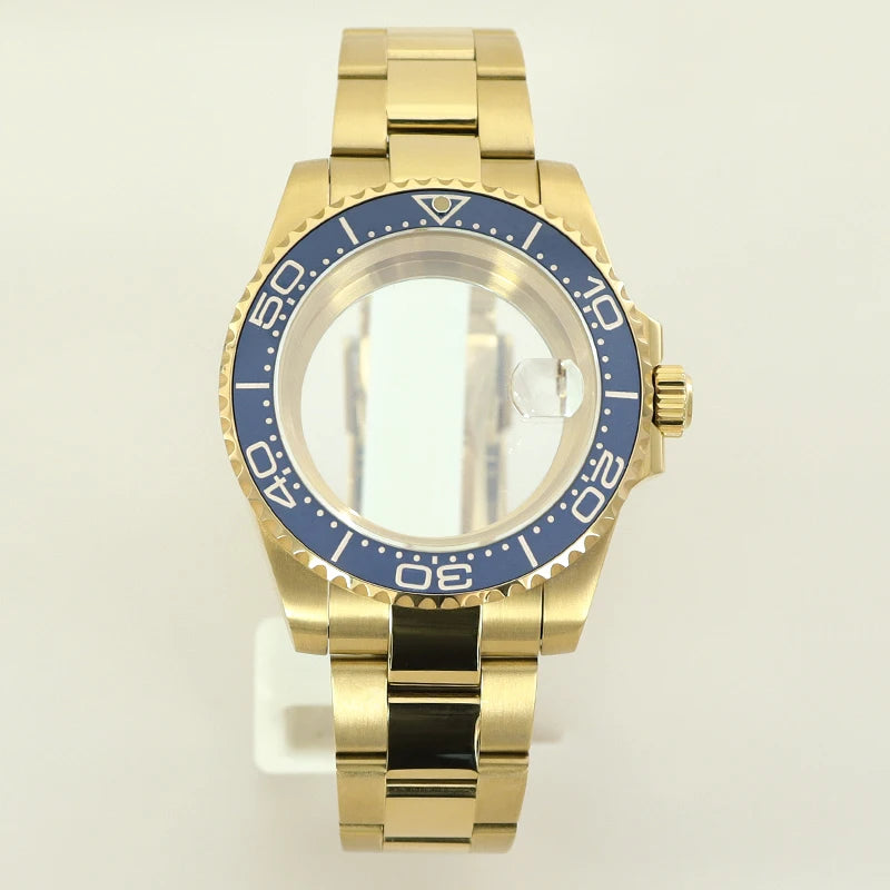 40MM PVD Gold Submariner Watch Case GMT Yacht Master Polish Strap Sapphire Glass For NH35 NH36 NH34 NH38 Miyota 8215 Eta 2824 GMT SUB Yacht 20ATM waterproof