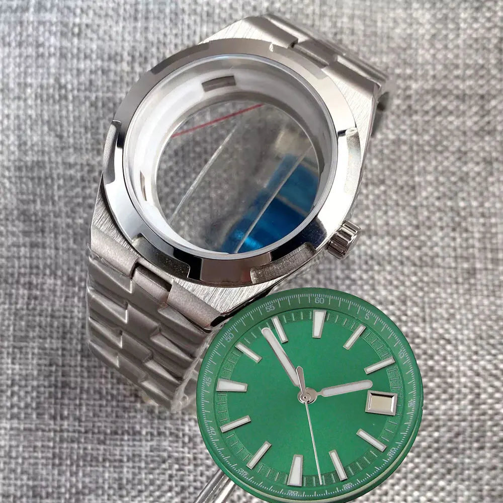 41mm Overseas Watch case NH34 NH35 NH36 NH70 NH72 Movement 33MM Dial Lume Hand Watch Part Mod Brush Finish Bracelet