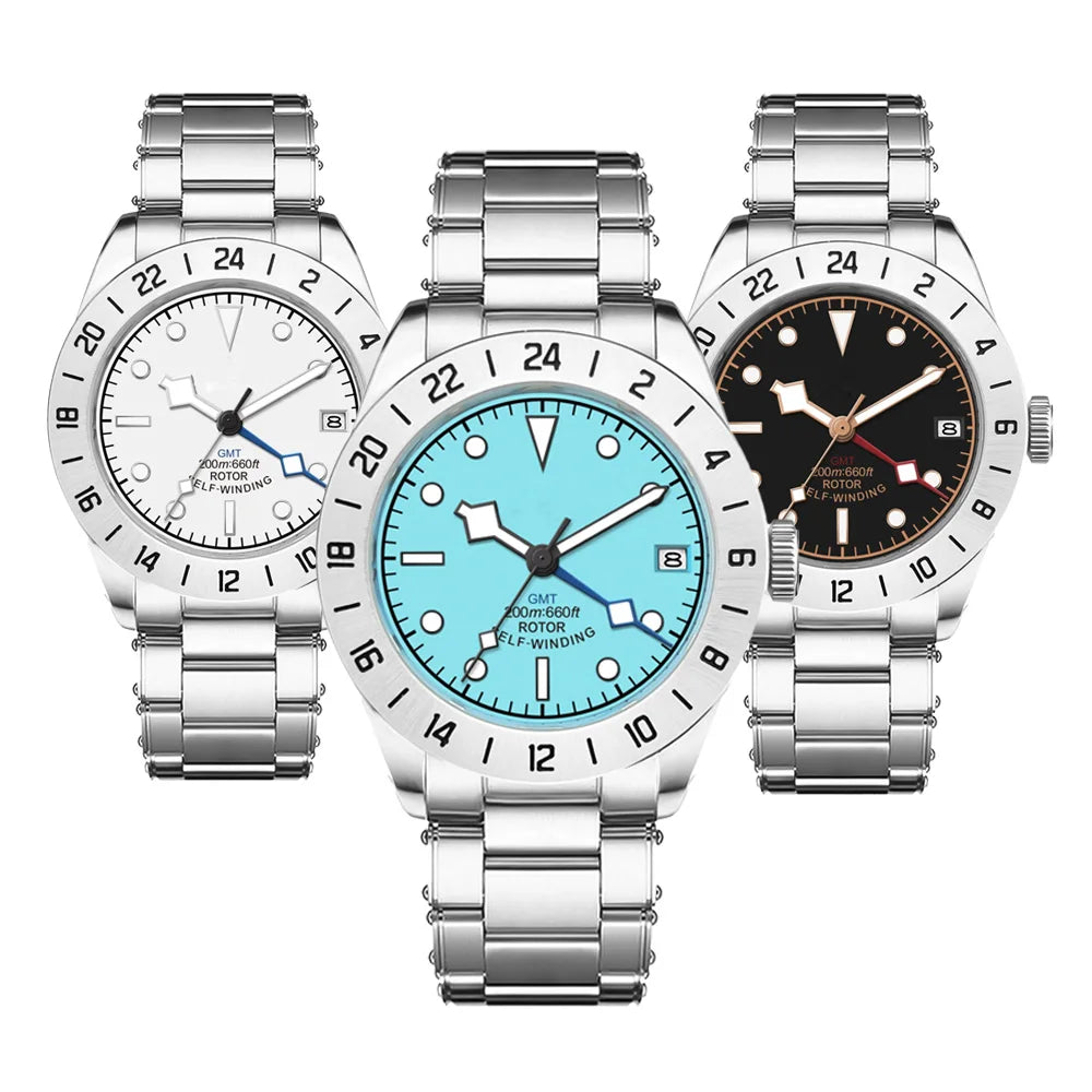 CORGEUT CG3012A NH34 GMT Watch 100m Waterproo Brushed Case