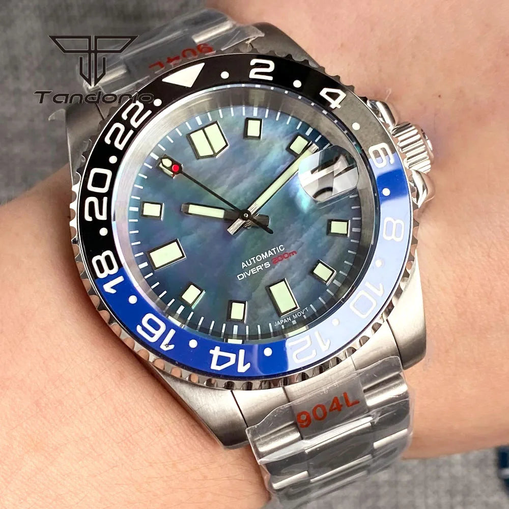Tandorio Yacht Master Submariner TD265 40mm 200m NH35A Dive Watch MOP Sapphire Glass Back Yacht Submariner