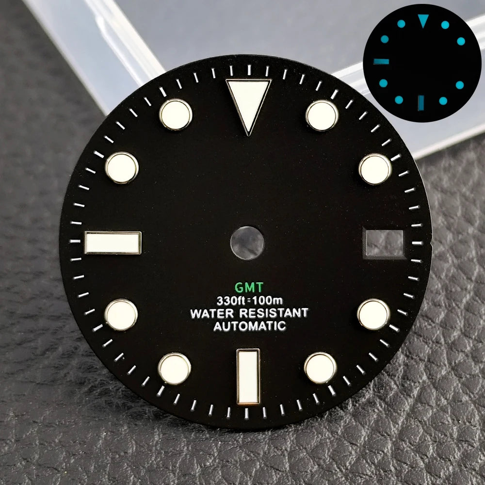 28.5mm blue lume NH35 NH34 Dial Single Calendar Submariner style with Hands Watches accessory