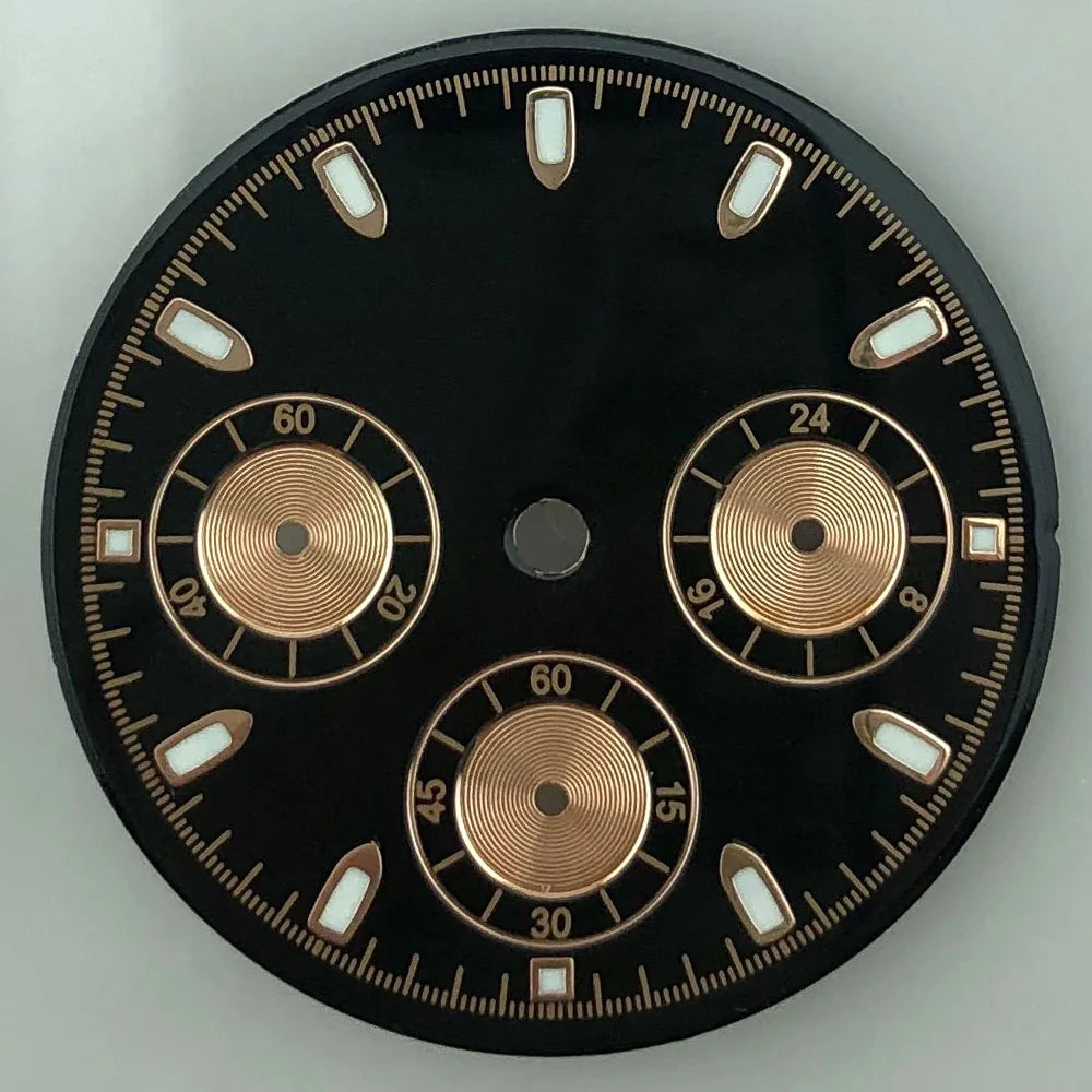 29.8mm Sterile VK63 Dial Luminous Black Withe Gray Blue Gold Orange quartz Chronograph Movement