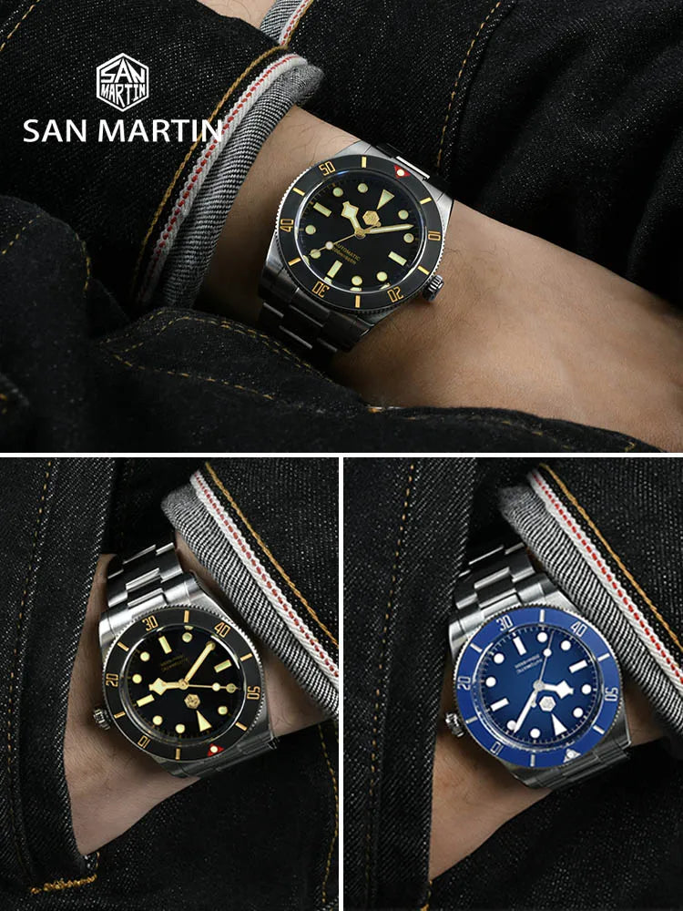 San Martin SN0138G New 37mm BB54 Vintage Diver Watch NH35 Automatic AR Sapphire C3 Luminous 20Bar