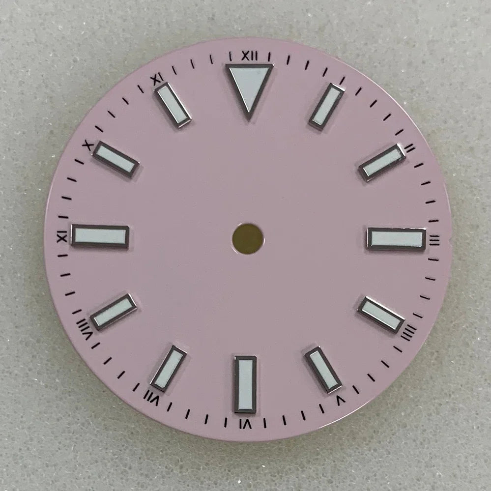 Enameled 28.5mm Watch Dial with Green Luminous Coloured Watch Faces for NH35/ ETA2836/ Japan 8215/ Mingzhu 2813 Movements