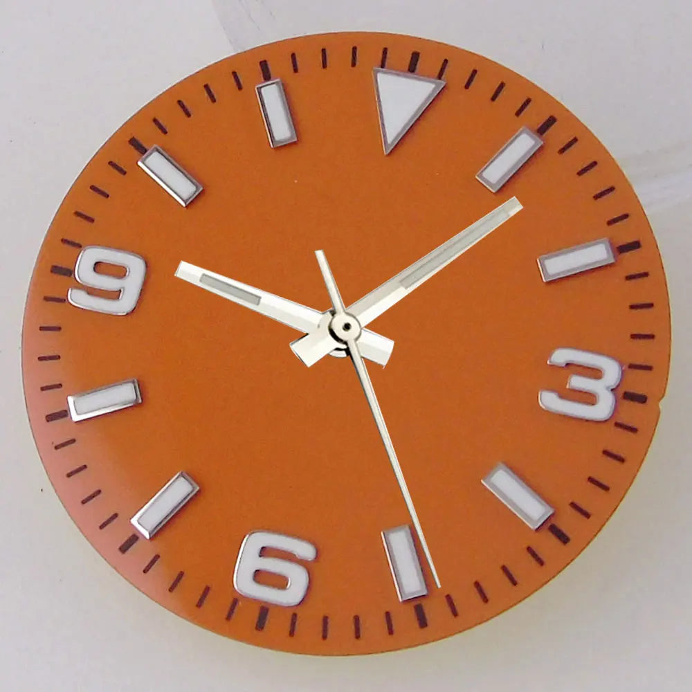 Explorer Watch Dial 29mm Watch Dial Explore Dial Face for NH35 NH36 Movement Black/Orange/Blue Steel Watch parts Green Lume Replacement Parts