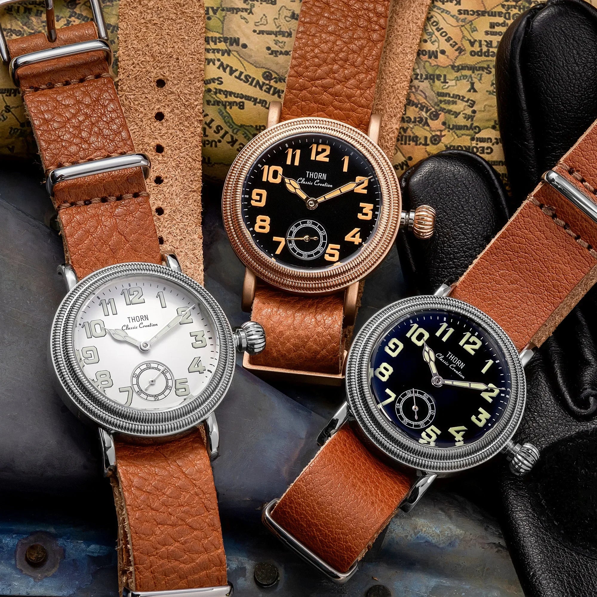 THORN T013 36mm Vintage Pilot Watch ST1700 Manual winding Sub Second Swiss luminous Sapphire