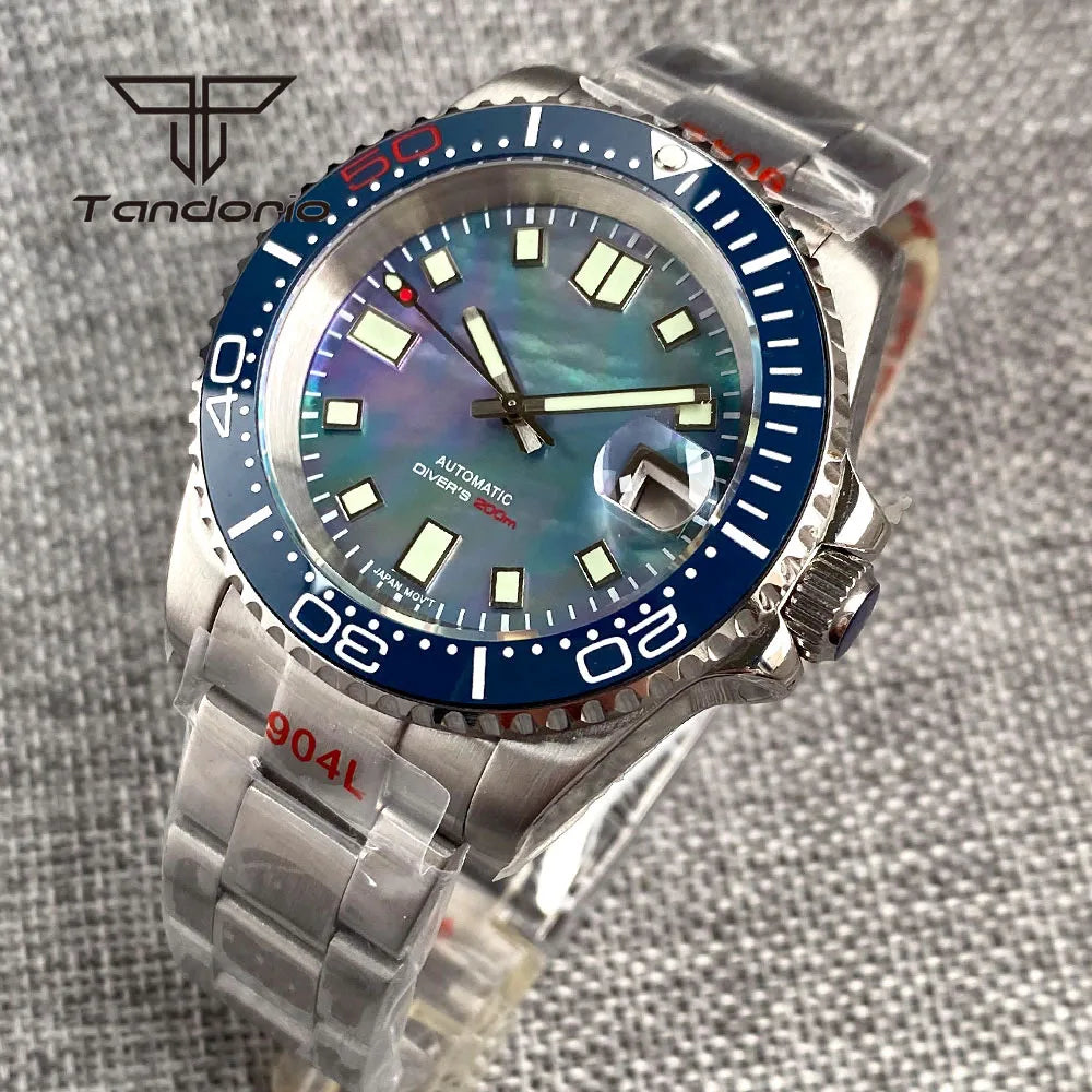 Tandorio Yacht Submariner TD265 40mm 200m NH35A Dive Watch MOP Sapphire  Glass Back Yacht Submariner