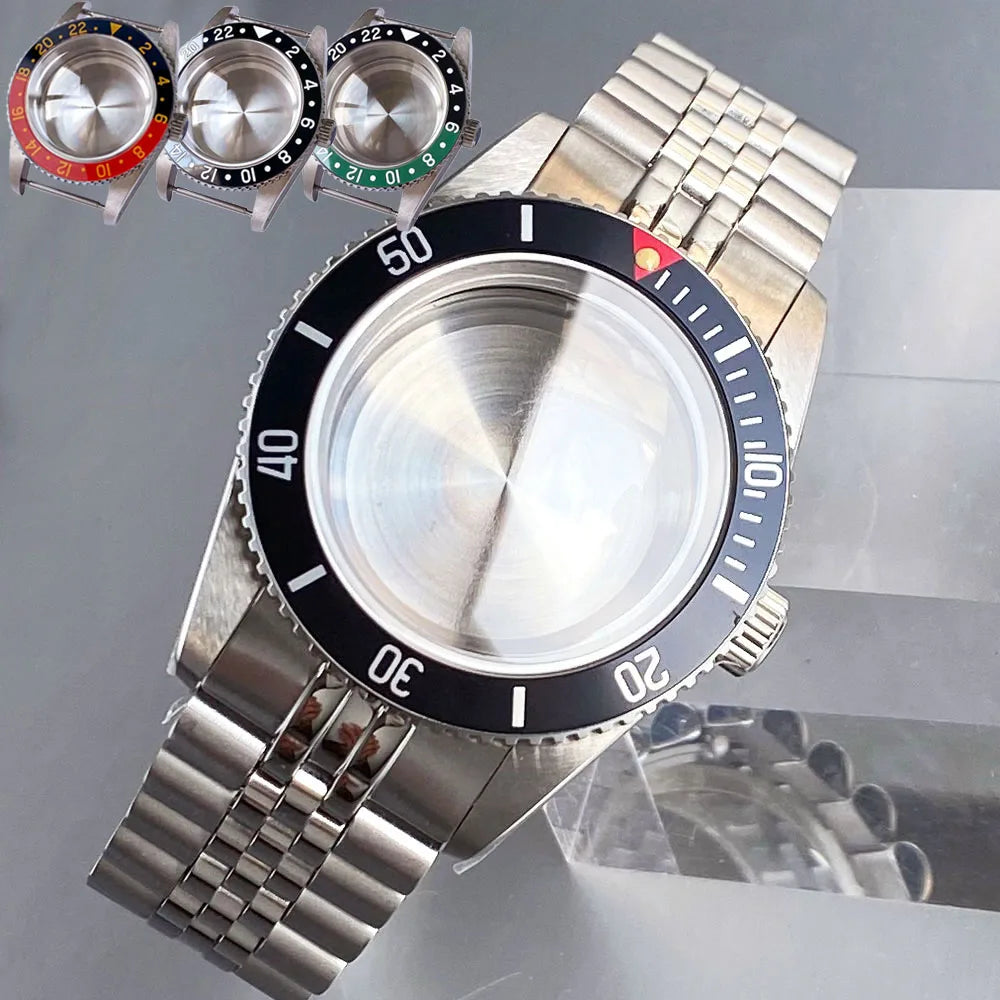 38mm Diver Watch Case GMT Case Stainless Steel Brushed 200M Fit NH34 GMT NH35 Domed Sapphire Glass Alloy Insert 120 Click Bezel