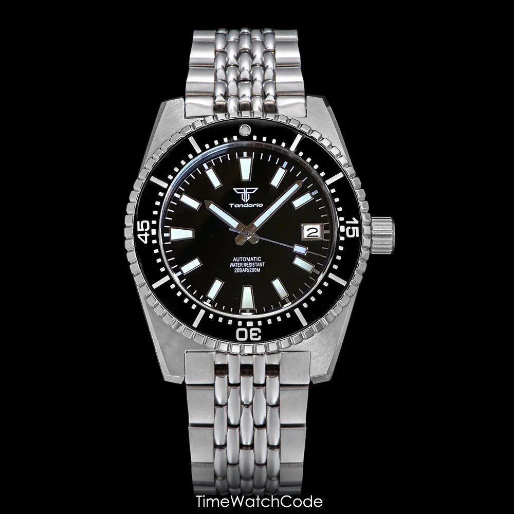 62mas Watch Mod Tandorio TD230k NH35A Automatic Watch for Men 41mm Diving Sapphire 30ATM Aluminum Bezel