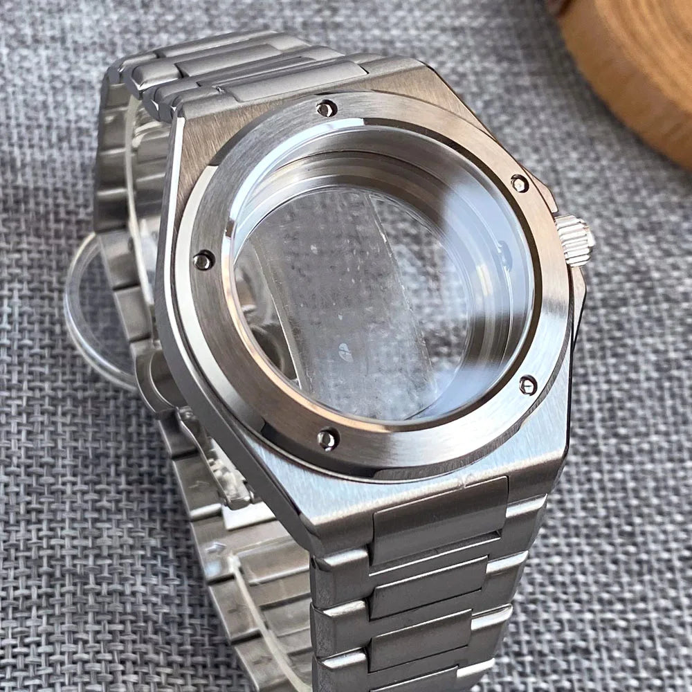 40mm Engineer Watch Case Glass back Solid back For NH35 NH36 NH34 PT5000 ETA1824 Movement Bracelet Rubber strap Two tone gold