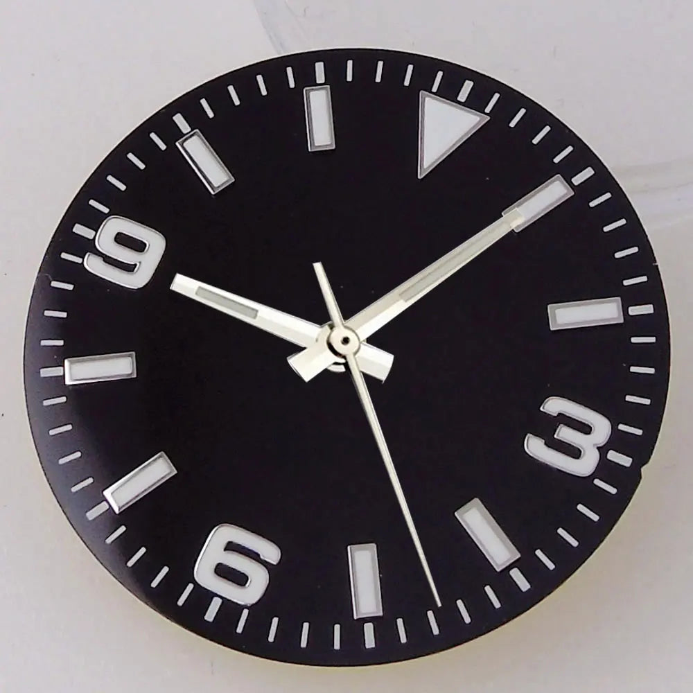 Explorer Watch Dial 29mm Watch Dial Explore Dial Face for NH35 NH36 Movement Black/Orange/Blue Steel Watch parts Green Lume Replacement Parts