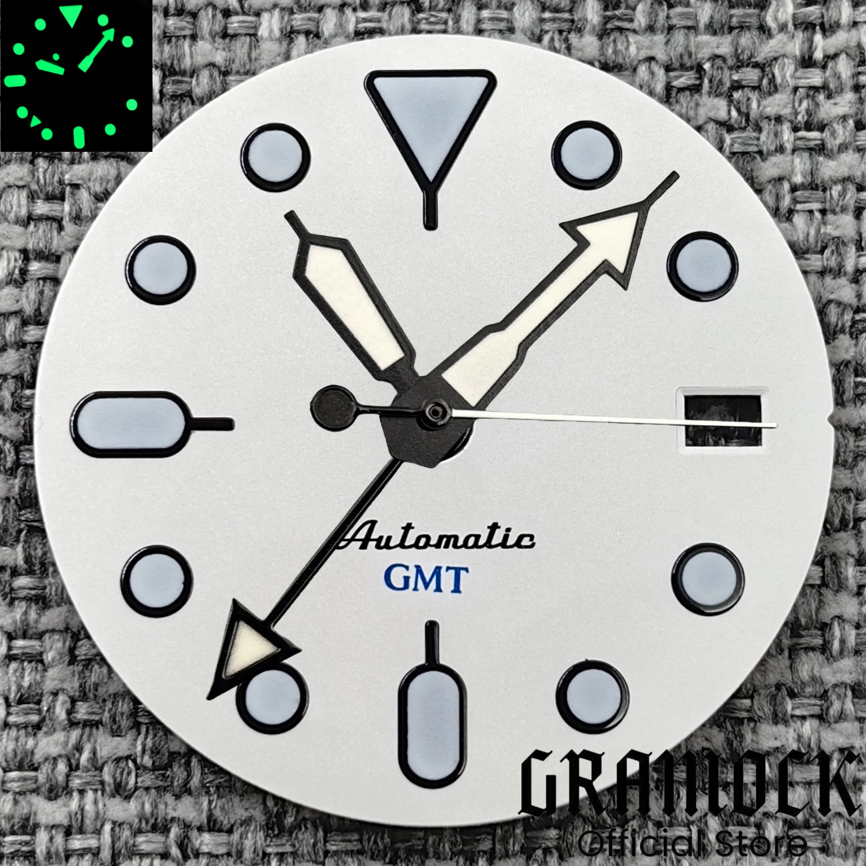 29mm Blue Red Black Orange GMT NH34 White Glossy Dial With Hands C3 Lume Fit NH34 Mechanical Watch Modified Accessories