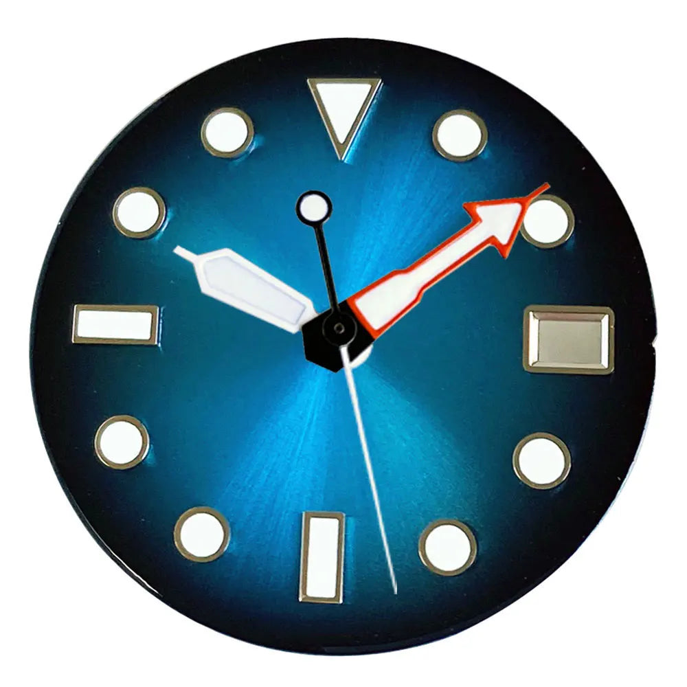 Gradient Sunburst Watch Dial Hands Nologo 29mm Green Luminous Fit NH35 NH36 ETA2824 Miyota DG2813 SW200 PT5000