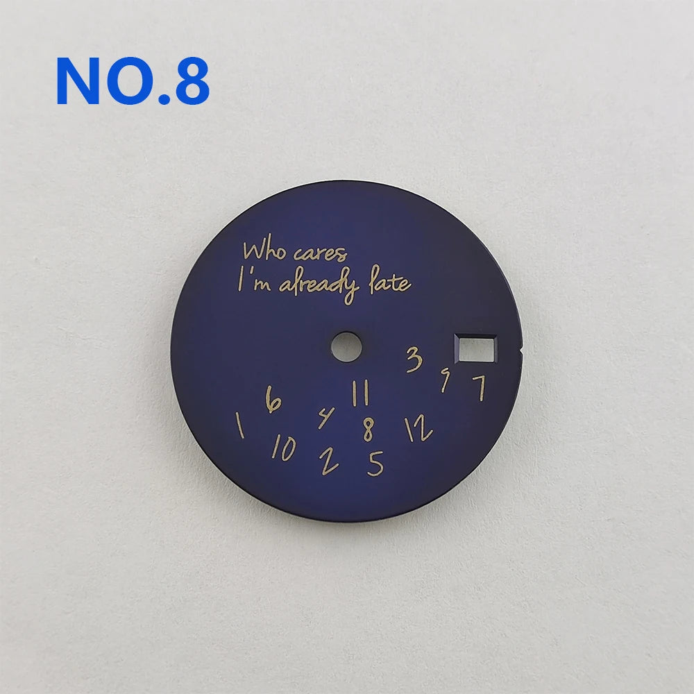 Who Cares Watch Dial 28.5mm nh35 Dial Who cares im already late Dial Watch Face gold text For NH35/NH36 Movement Watch Accessories