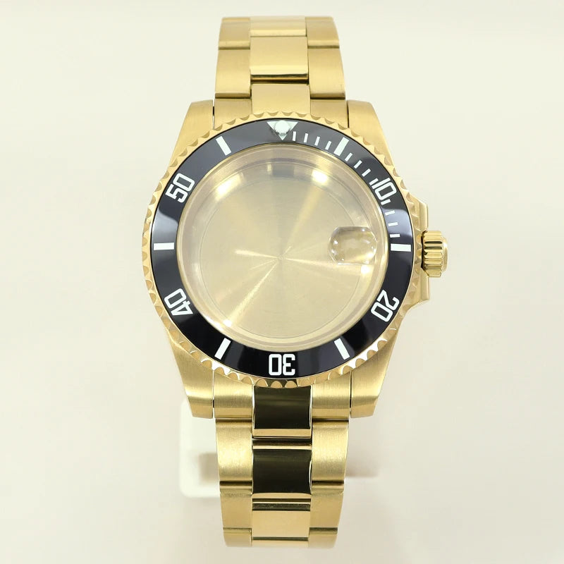 40MM PVD Gold Submariner Watch Case GMT Yacht Master Polish Strap Sapphire Glass For NH35 NH36 NH34 NH38 Miyota 8215 Eta 2824 GMT SUB Yacht 20ATM waterproof