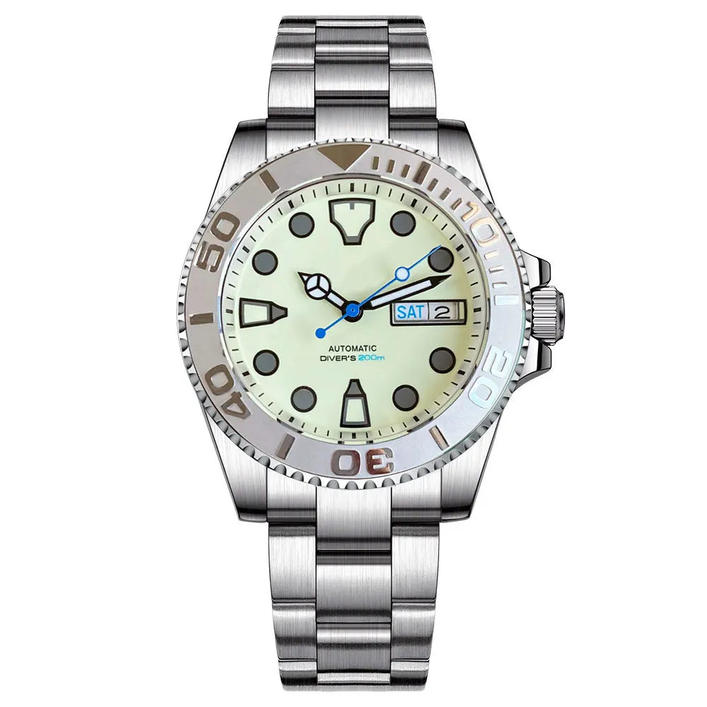 Full Lume Yacht Master Tandorio Tandorio TD265A 40mm NH36 Dive Watch Day Date glass back 20bar