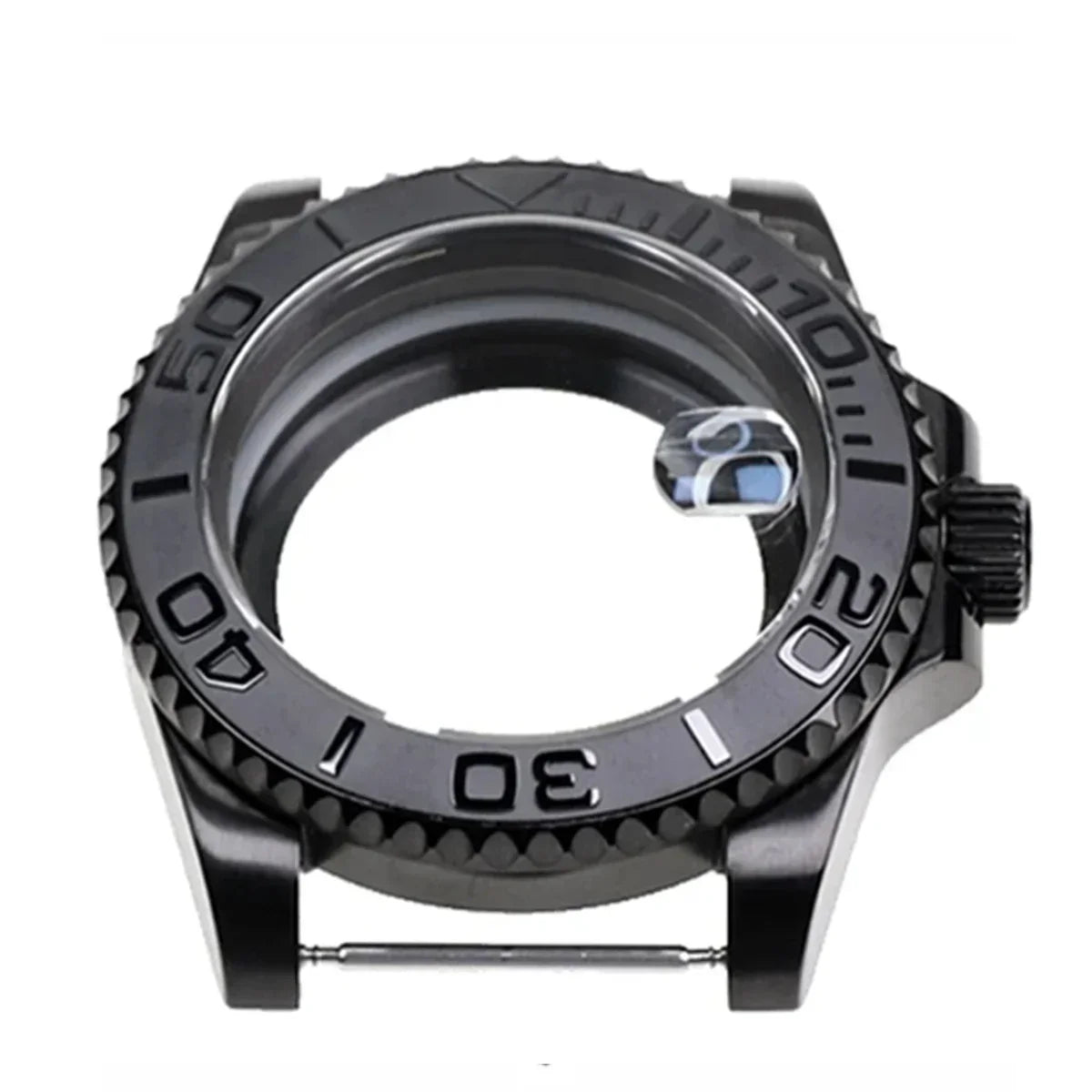 42mm Black PVD Yacht master Skx007 Steel Black Matte Waterproof Watch Case With Sapphire Crystal For Nh35 Nh36 Movement 28.5mm Dial Mods